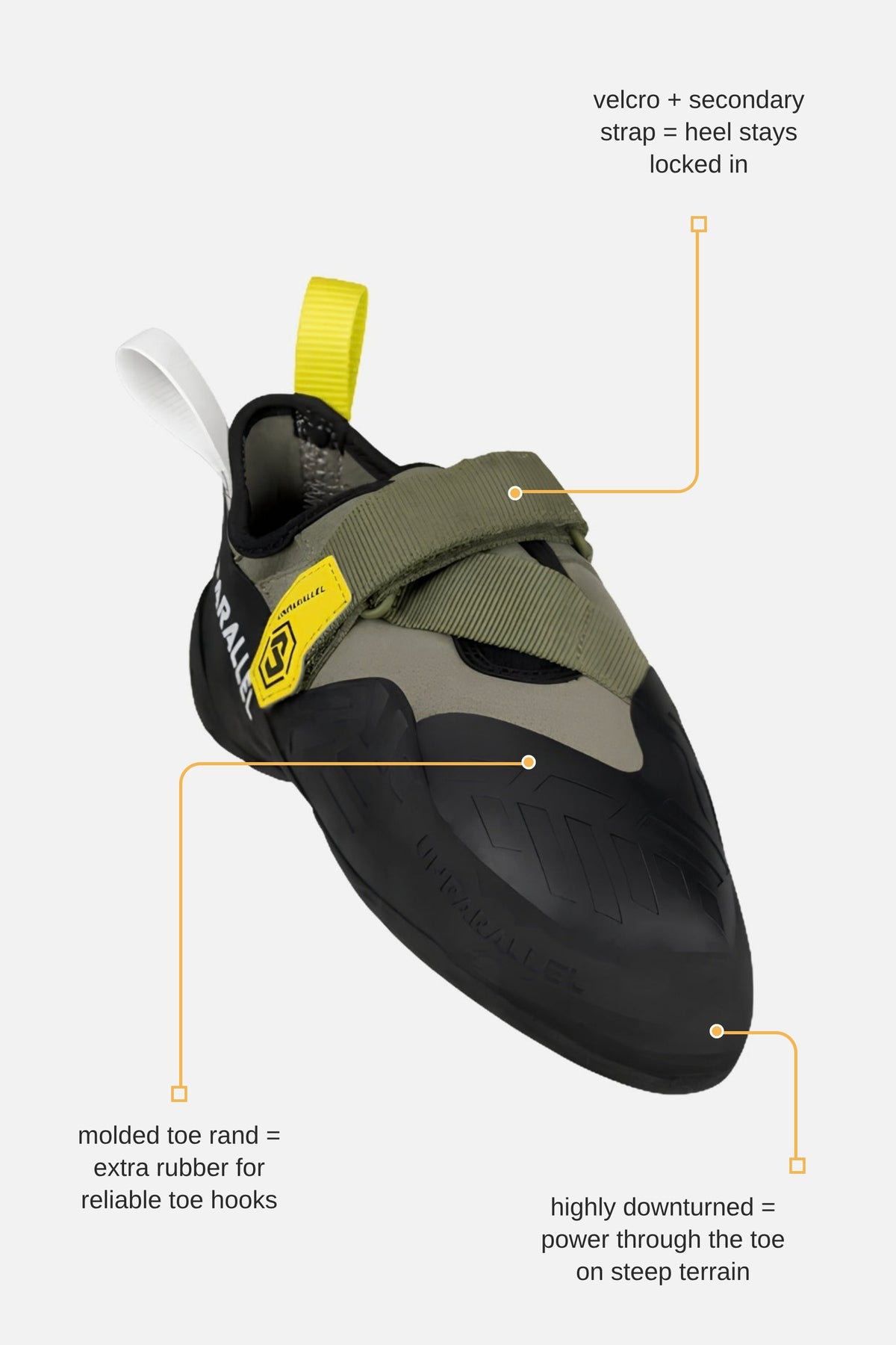 Unparallel Float three-quarter view with labelled velcro, toe rand and downturn